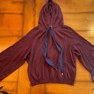 Autumn Cashmere maroon hoodie with navy strings